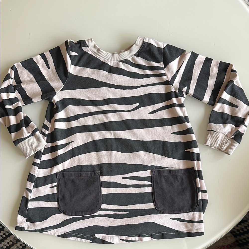 Lindex Black and White Zebra Print Long Sleeve Tunic Tee